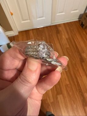 Silver-Tone Cubic Zirconia Bridal Ring Set - Clear Sparkle